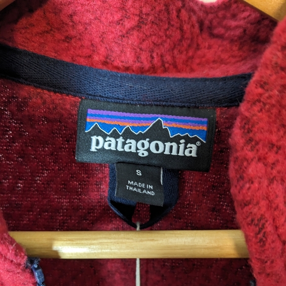 Patagonia Woolyester Half-zip, Fleece pullover, Molten Lava, Navy trim, Sz. Sm. - Picture 2 of 4